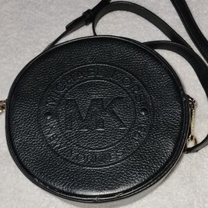 Michael Kors Riund Black Pebbled Leather Crossbody Bag Preowned